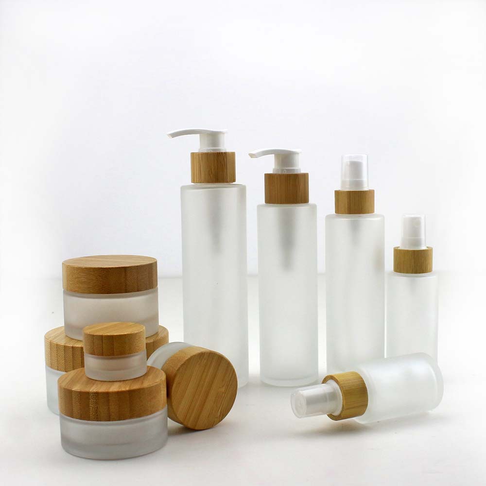 Luxury Skincare Packaging - Doğal Bambu Parfüm Şişesi Buzlu Cam