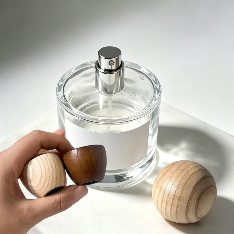 Luxury Skincare Packaging - 50/100ML Cam Parfüm Sprey Şişesi Ahşap